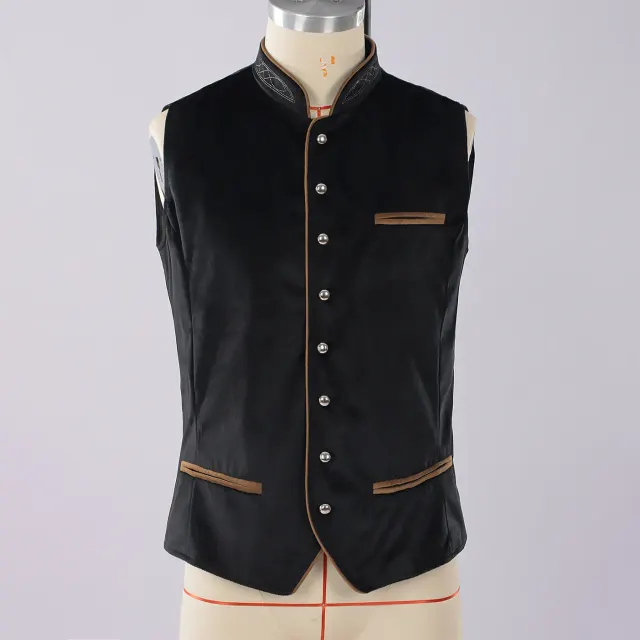 Men's Oktoberfest Bavarian Velvet Vest Cosplay Costume detail 1