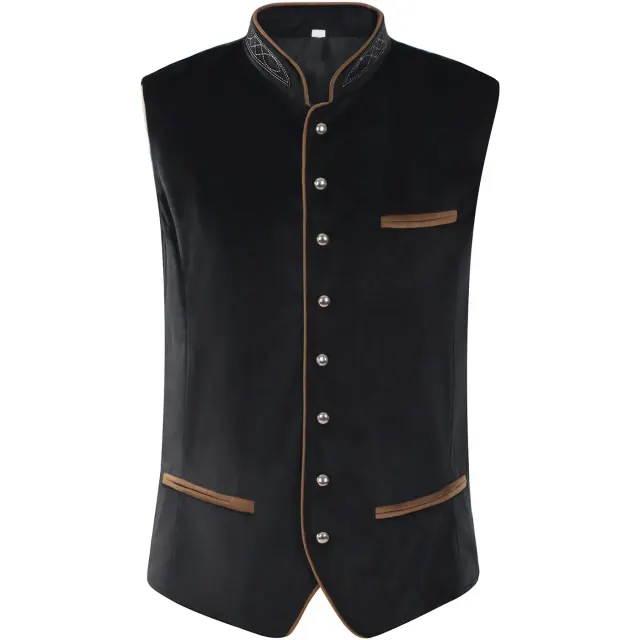 Men's Oktoberfest Bavarian Velvet Vest Cosplay Costume detail 2