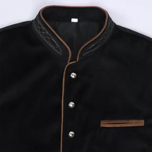 Men's Oktoberfest Bavarian Velvet Vest Cosplay Costume detail 4