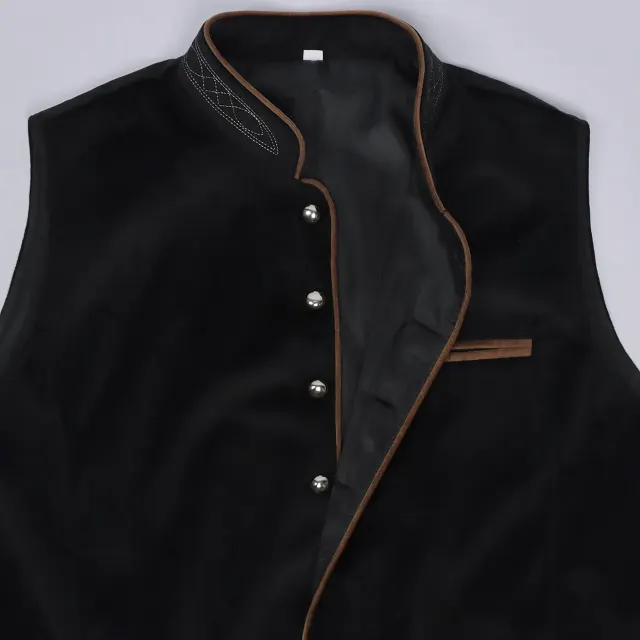 Men's Oktoberfest Bavarian Velvet Vest Cosplay Costume detail 5