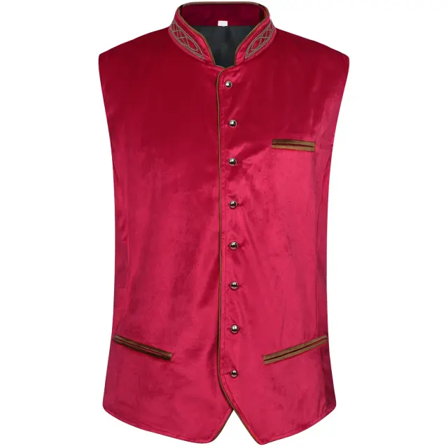 Men's Oktoberfest Bavarian Velvet Vest Cosplay Costume detail 10