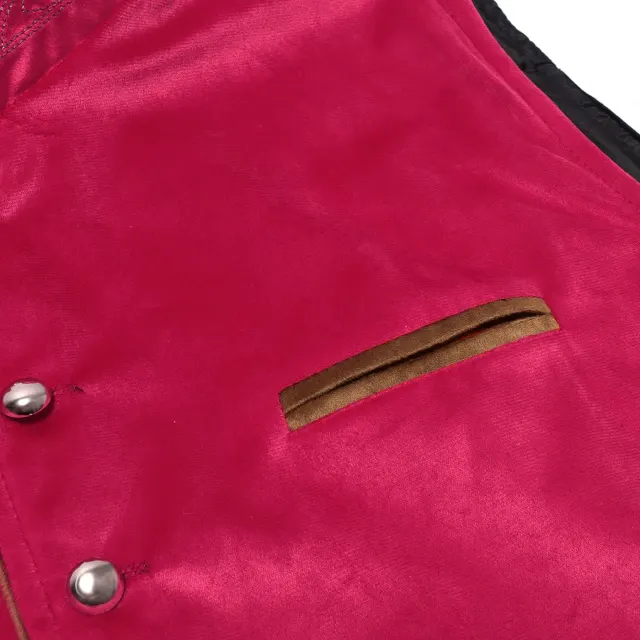 Men's Oktoberfest Bavarian Velvet Vest Cosplay Costume detail 14