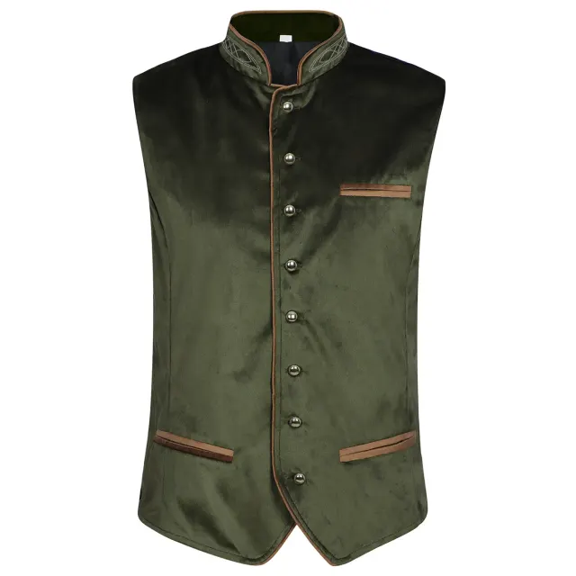 Men's Oktoberfest Bavarian Velvet Vest Cosplay Costume detail 16