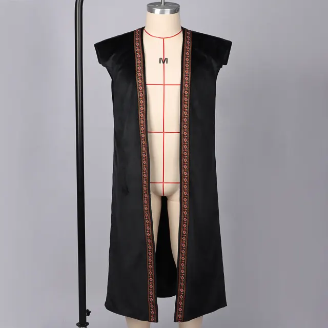 Bestickte lange Piratenweste für Herren, mittelalterliches Cosplay-Kostüm Detail 1