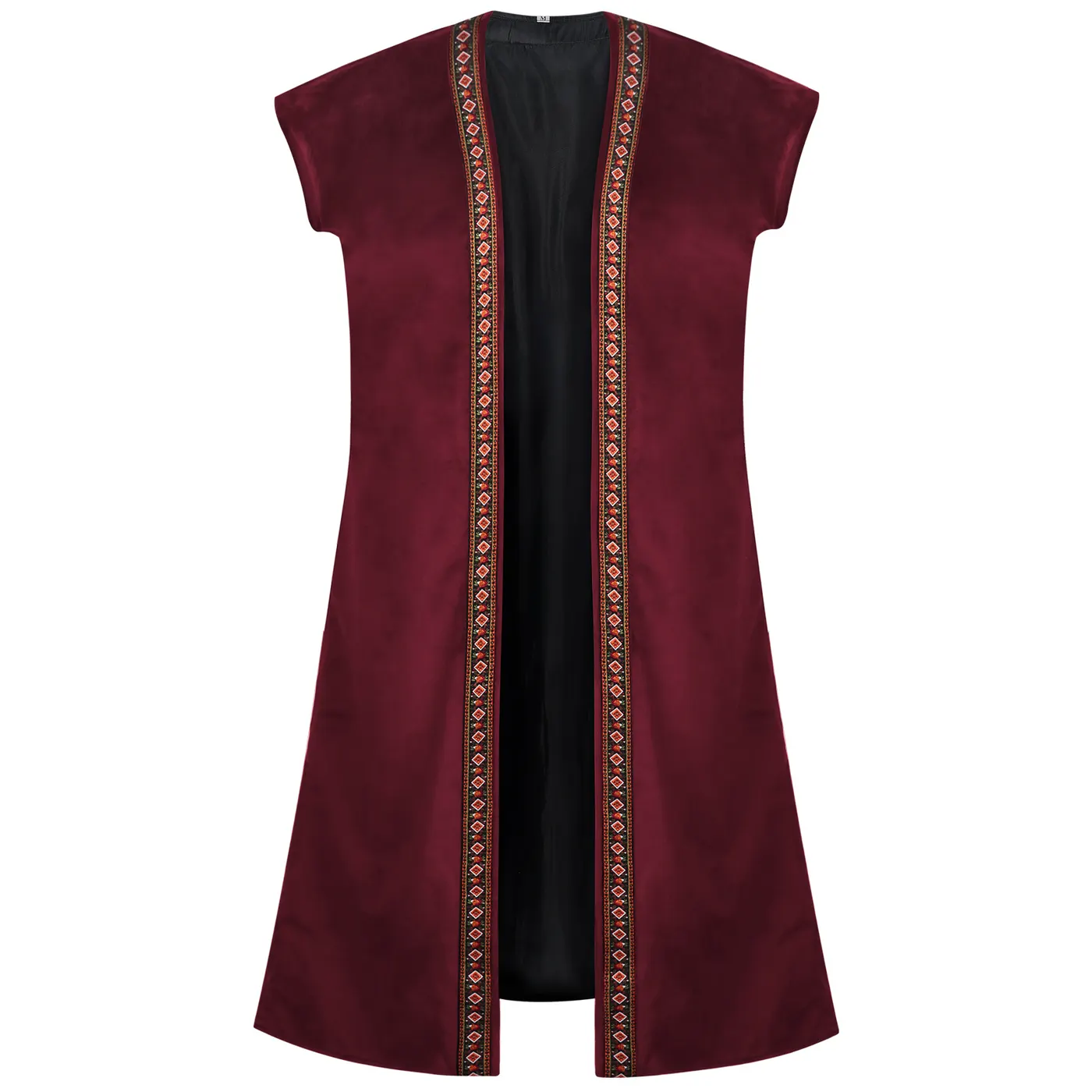 Men's Pirate Embroidered Long Vest Medieval Cosplay Costume detail 10