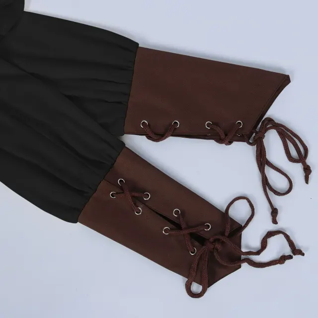 Men's Pirate Shirt and Vest Renaissance Halloween Costume Set detail 5