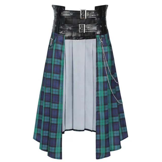 Men's Pleated Gothic Plaid Skirt for Cosplay and Stage detail 1