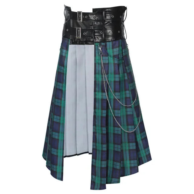 Men's Pleated Gothic Plaid Skirt for Cosplay and Stage detail 2