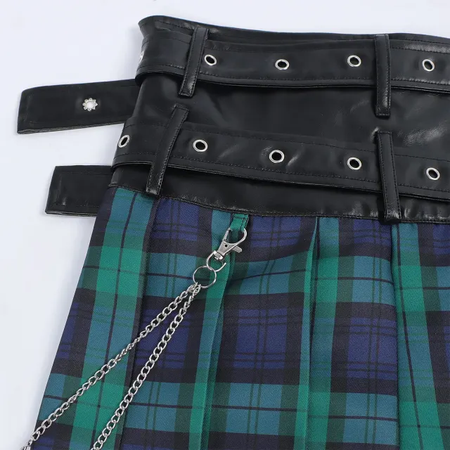 Men's Pleated Gothic Plaid Skirt for Cosplay and Stage detail 10