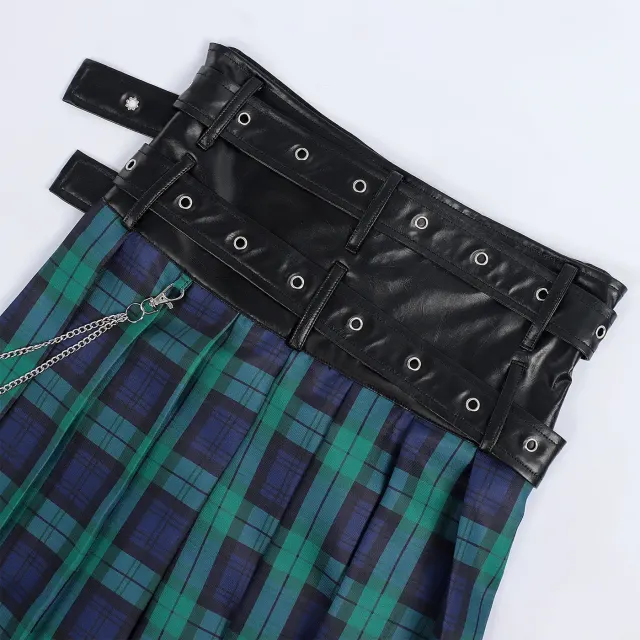 Men's Pleated Gothic Plaid Skirt for Cosplay and Stage detail 11