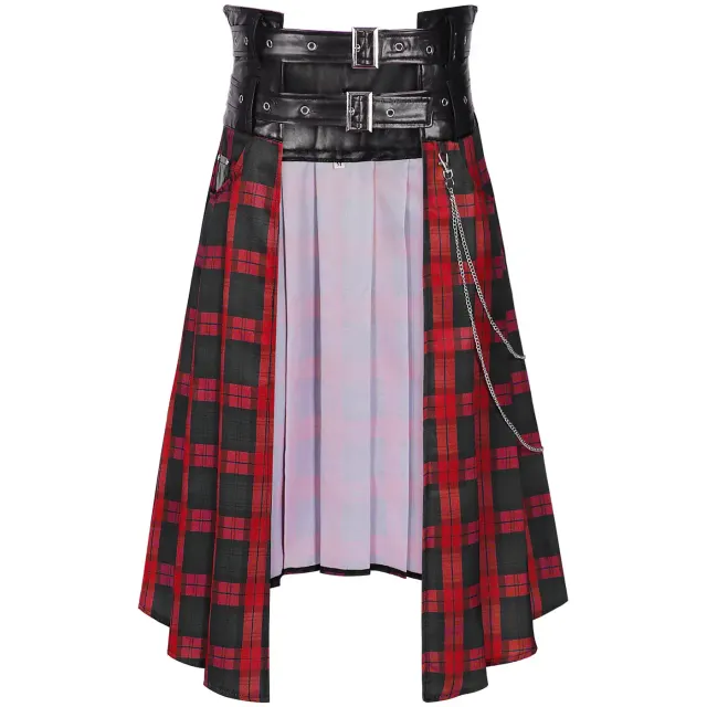 Men's Pleated Gothic Plaid Skirt for Cosplay and Stage detail 12