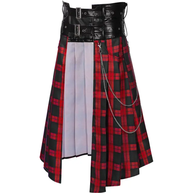 Men's Pleated Gothic Plaid Skirt for Cosplay and Stage detail 13