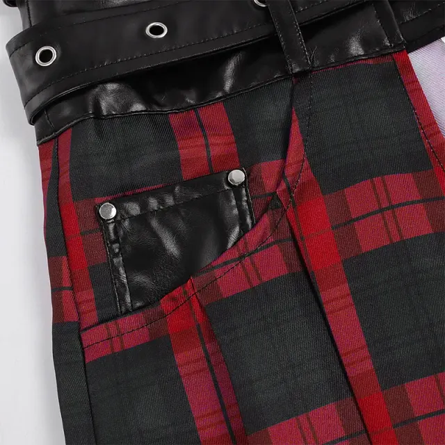 Men's Pleated Gothic Plaid Skirt for Cosplay and Stage detail 17