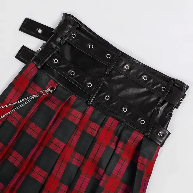 Men's Pleated Gothic Plaid Skirt for Cosplay and Stage detail 18