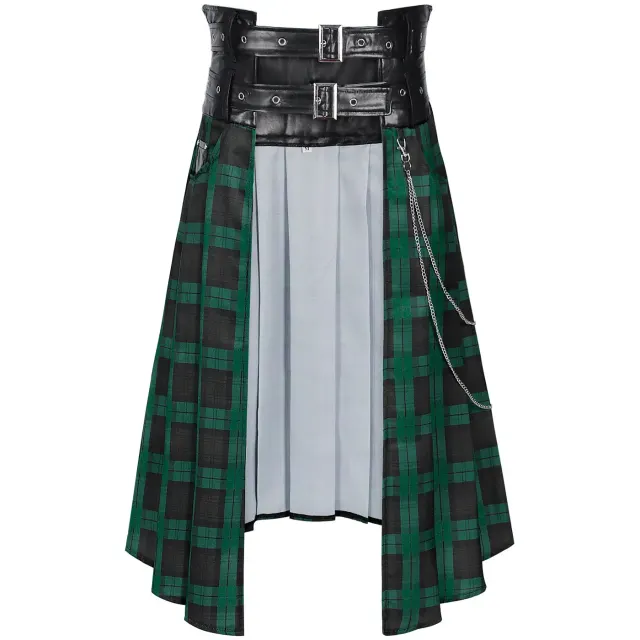Men's Pleated Gothic Plaid Skirt for Cosplay and Stage detail 20