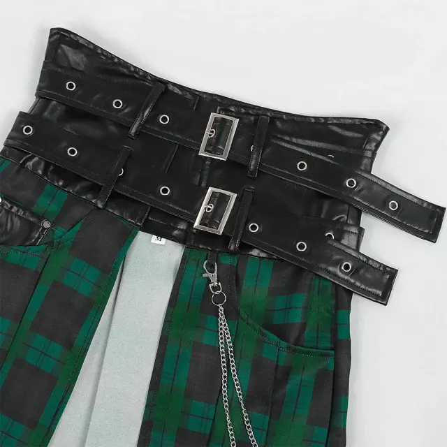 Men's Pleated Gothic Plaid Skirt for Cosplay and Stage detail 23