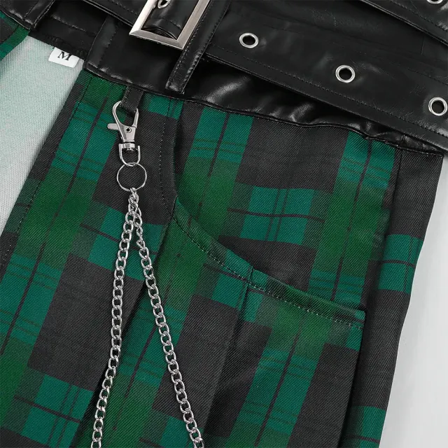 Men's Pleated Gothic Plaid Skirt for Cosplay and Stage detail 24