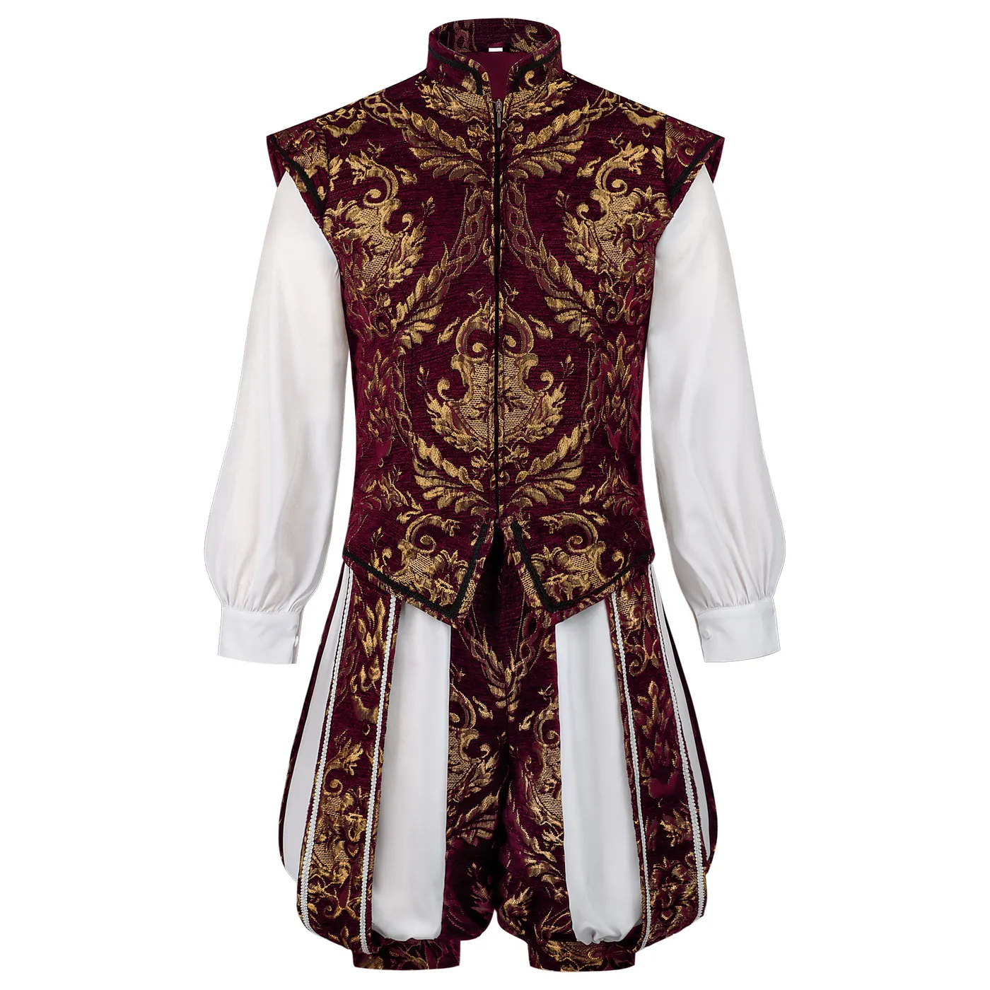 Men's Medieval Renaissance Double-Layer Vest and Pumpkin Shorts Set detail 11
