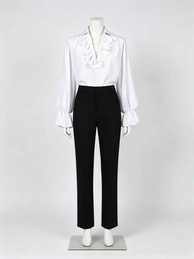Men's Renaissance Ruffled Collar Vampire Cosplay Shirt detail 4