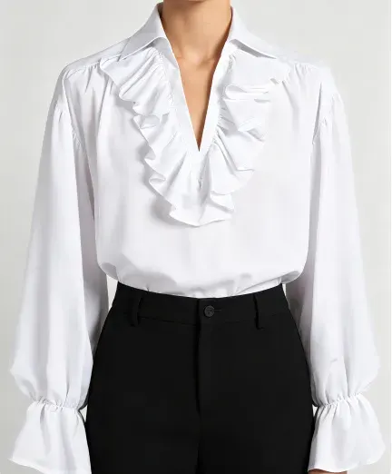 Men's Renaissance Ruffled Collar Vampire Cosplay Shirt detail 6