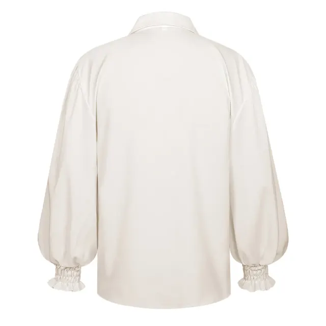 Men's Renaissance Ruffled V-Neck Long-Sleeve Cosplay Shirt detail 3