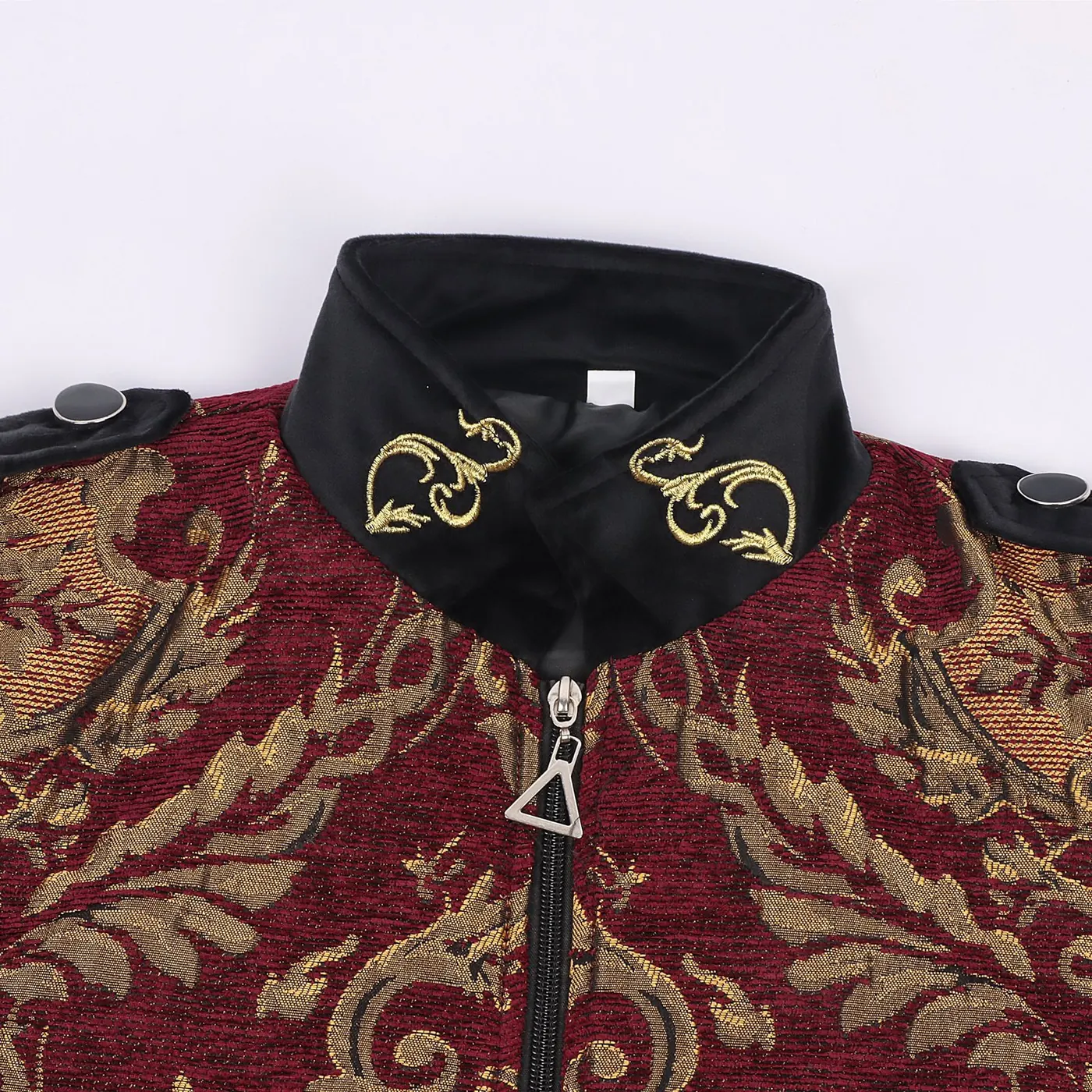 Men's Renaissance Tudor Court Stand-Collar Cosplay Jacket detail 11