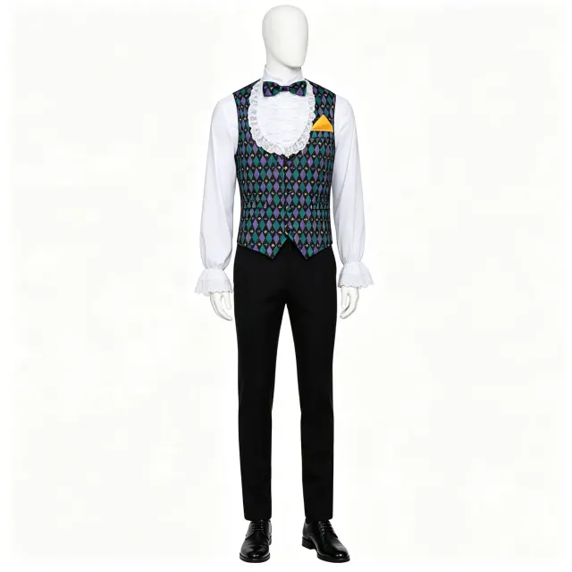 Men's Renaissance Vest and Court Shirt Set for Mardi Gras detail 1