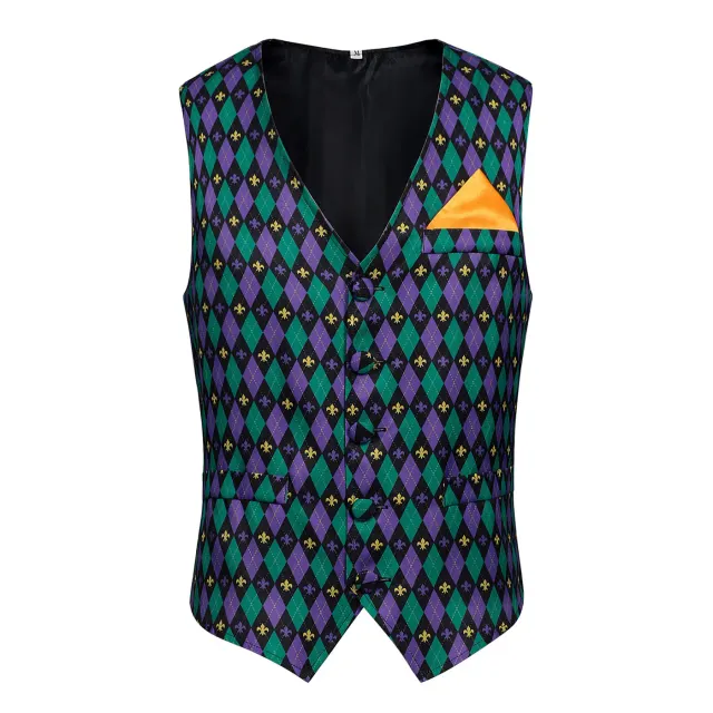 Men's Renaissance Vest and Court Shirt Set for Mardi Gras detail 4