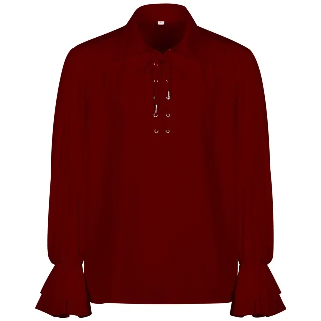 Men's Renaissance Victorian Steampunk Ruffled Cosplay Shirt detail 8
