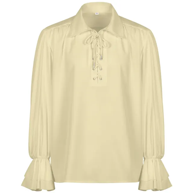 Men's Renaissance Victorian Steampunk Ruffled Cosplay Shirt detail 22
