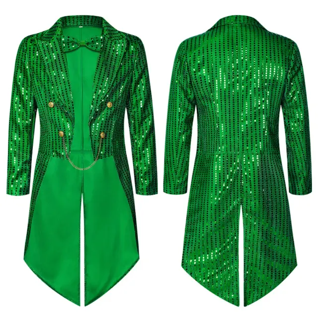 Men's Sequin Tailcoat Stage Costume for Halloween & St. Patrick's Day detail 1