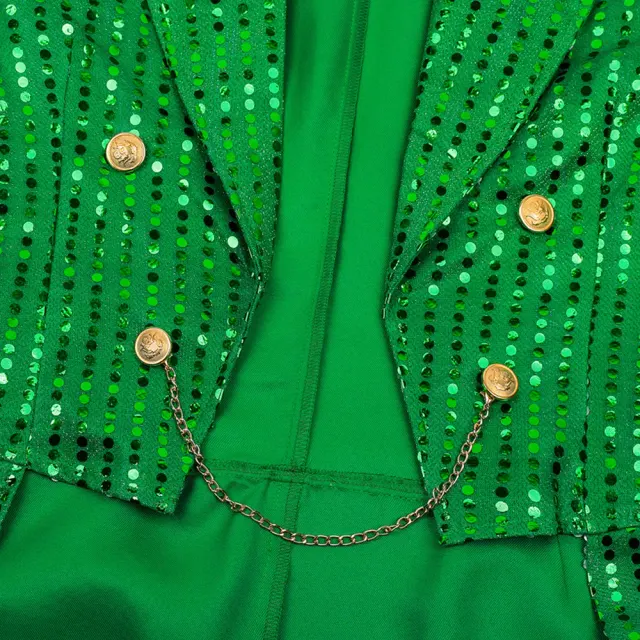 Men's Sequin Tailcoat Stage Costume for Halloween & St. Patrick's Day detail 3
