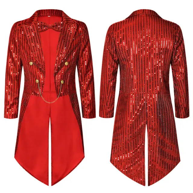 Men's Sequin Tailcoat Stage Costume for Halloween & St. Patrick's Day detail 7