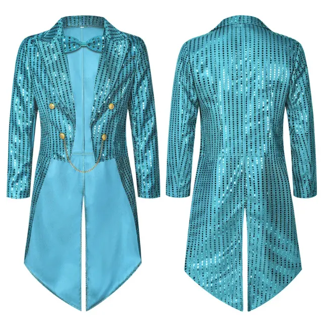Men's Sequin Tailcoat Stage Costume for Halloween & St. Patrick's Day detail 15