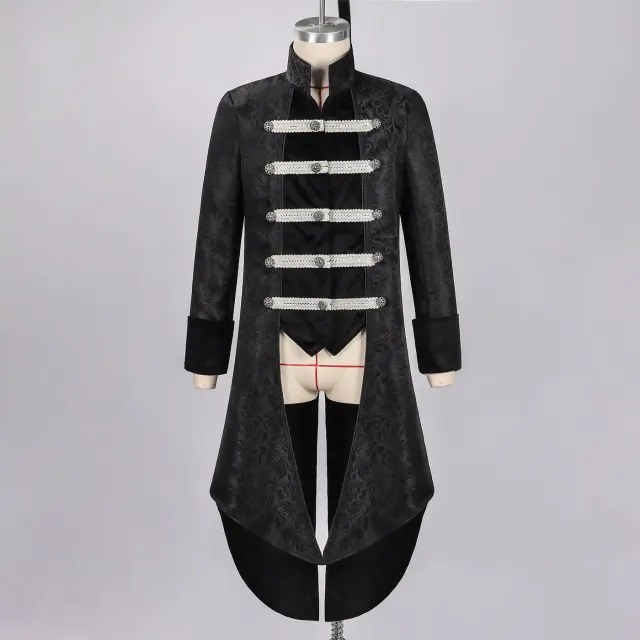 Men's Steampunk Gothic Tailcoat Cosplay Costume detail 1