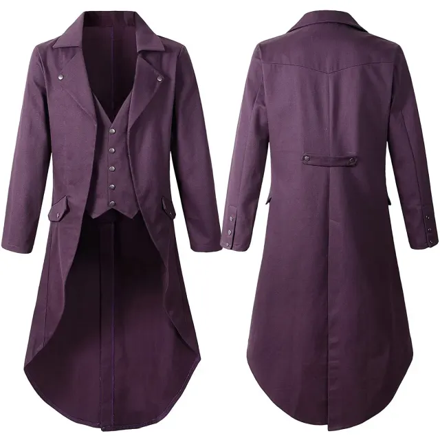 Men's Steampunk Gothic Victorian Long Tailcoat Cosplay Costume detail 4