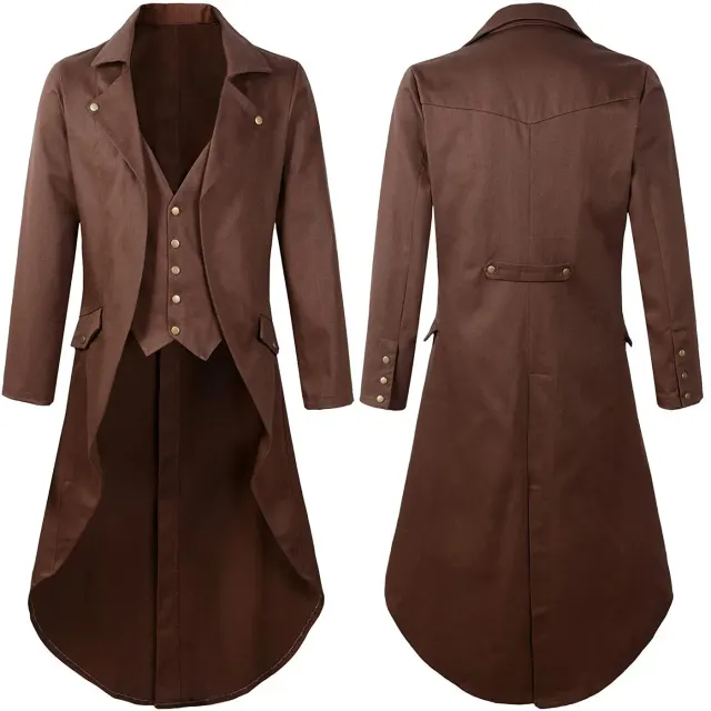 Men's Steampunk Gothic Victorian Long Tailcoat Cosplay Costume detail 5