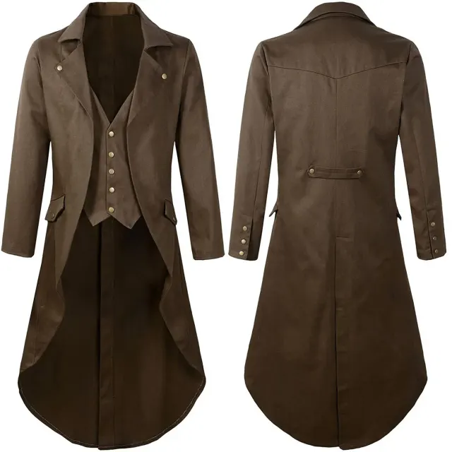 Men's Steampunk Gothic Victorian Long Tailcoat Cosplay Costume detail 6