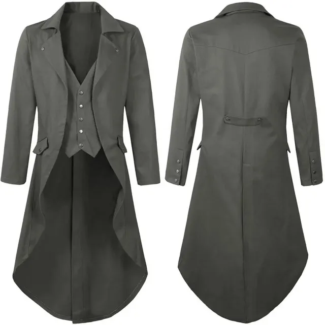 Men's Steampunk Gothic Victorian Long Tailcoat Cosplay Costume detail 9