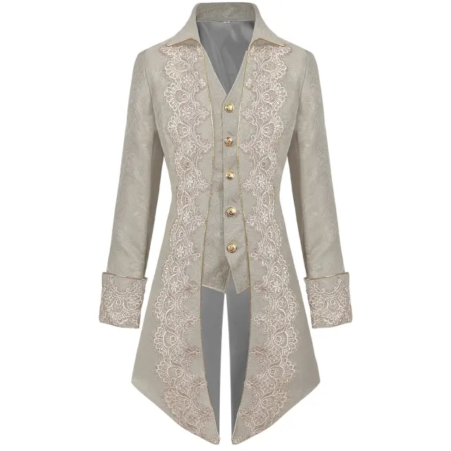 Men's Steampunk Lace Tailcoat Victorian Gothic Stage Jacket detail 2