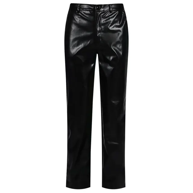 Men's Steampunk Rock Retro Black Leather Pants detail 1