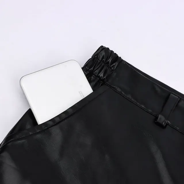 Men's Steampunk Rock Retro Black Leather Pants detail 3