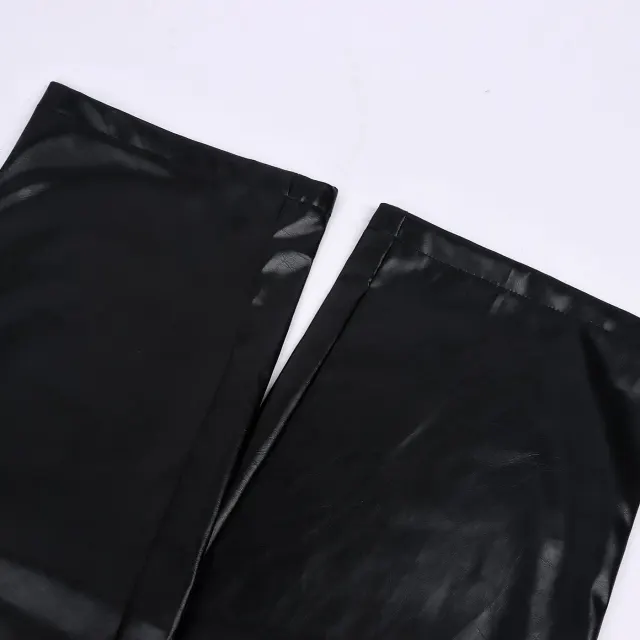 Men's Steampunk Rock Retro Black Leather Pants detail 8