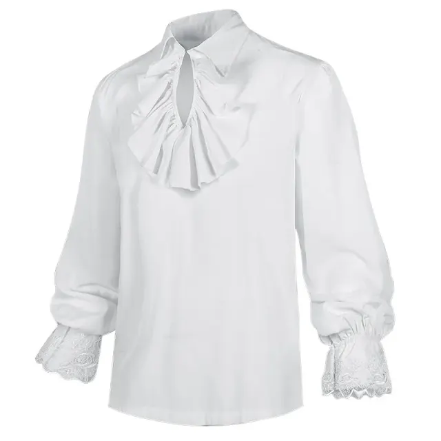 Men's Steampunk Ruffled Long Sleeve Medieval Halloween Shirt detail 8