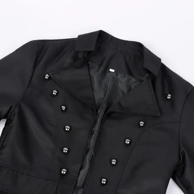 Men's Steampunk Halloween Stand Collar Cosplay Coat detail 4