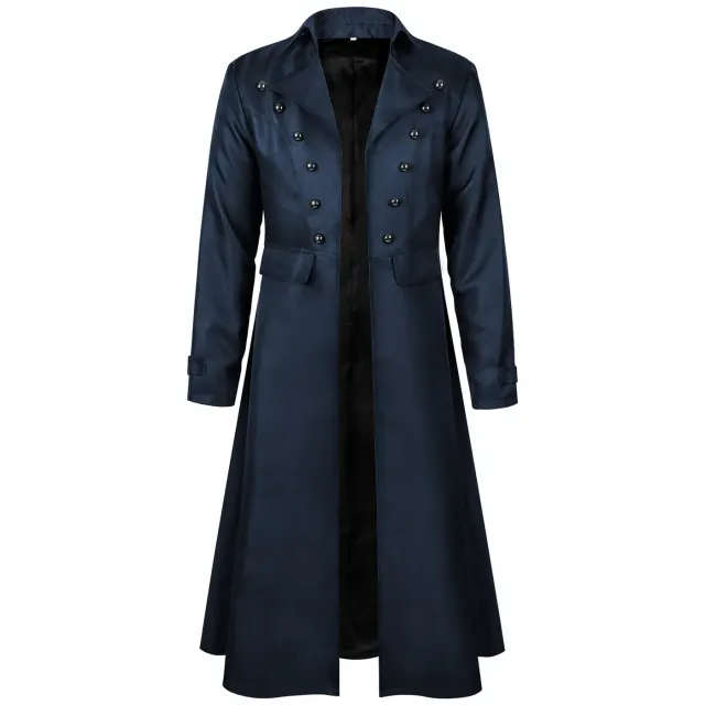 Men's Steampunk Halloween Stand Collar Cosplay Coat detail 10