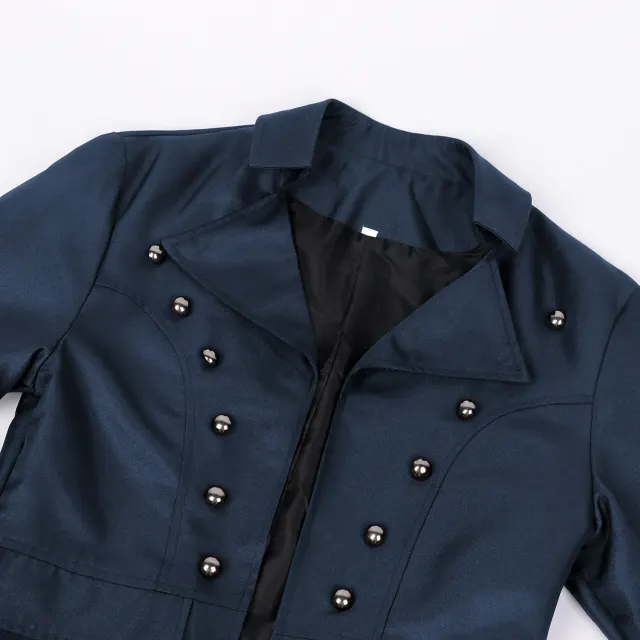 Men's Steampunk Halloween Stand Collar Cosplay Coat detail 12