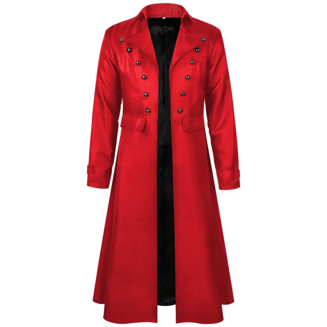 Men's Steampunk Halloween Stand Collar Cosplay Coat detail 15
