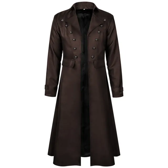 Men's Steampunk Halloween Stand Collar Cosplay Coat detail 20