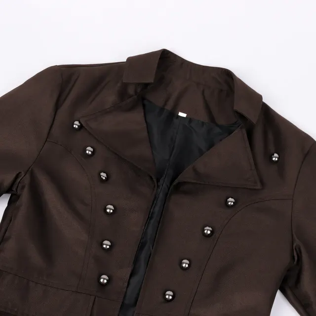 Men's Steampunk Halloween Stand Collar Cosplay Coat detail 22